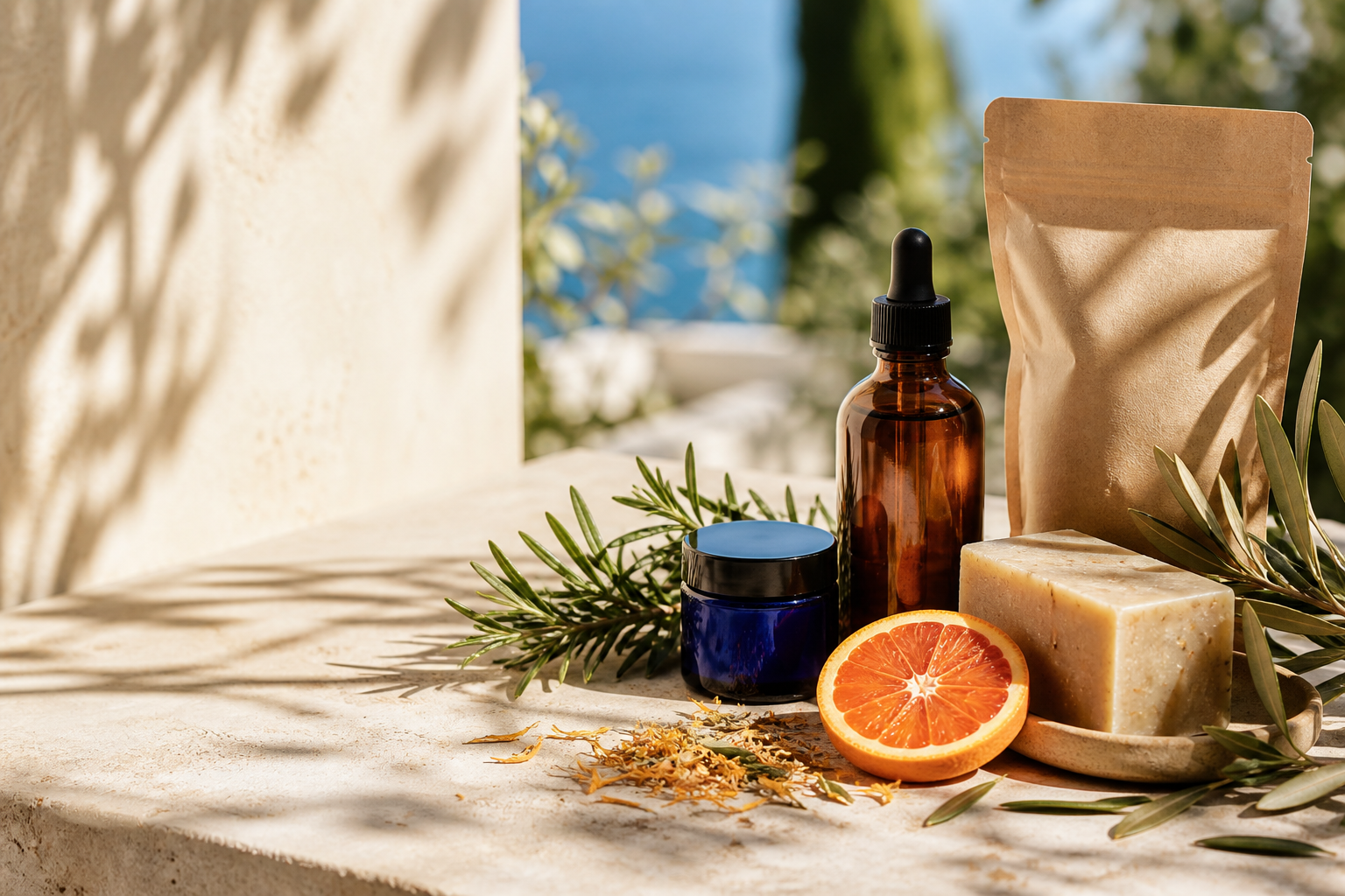 Botanical materials and prototype growing products in Mediterranean light